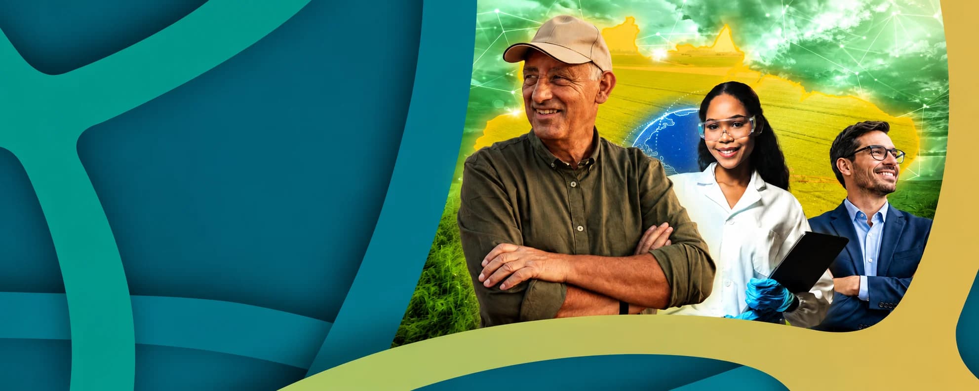 Produtor, pesquisadora e investidor sobre o mapa do Brasil · Agri Summit Brazil 2027